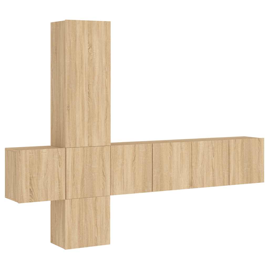 Unités murales TV 5 pcs chêne sonoma bois d'ingénierie - XIOS