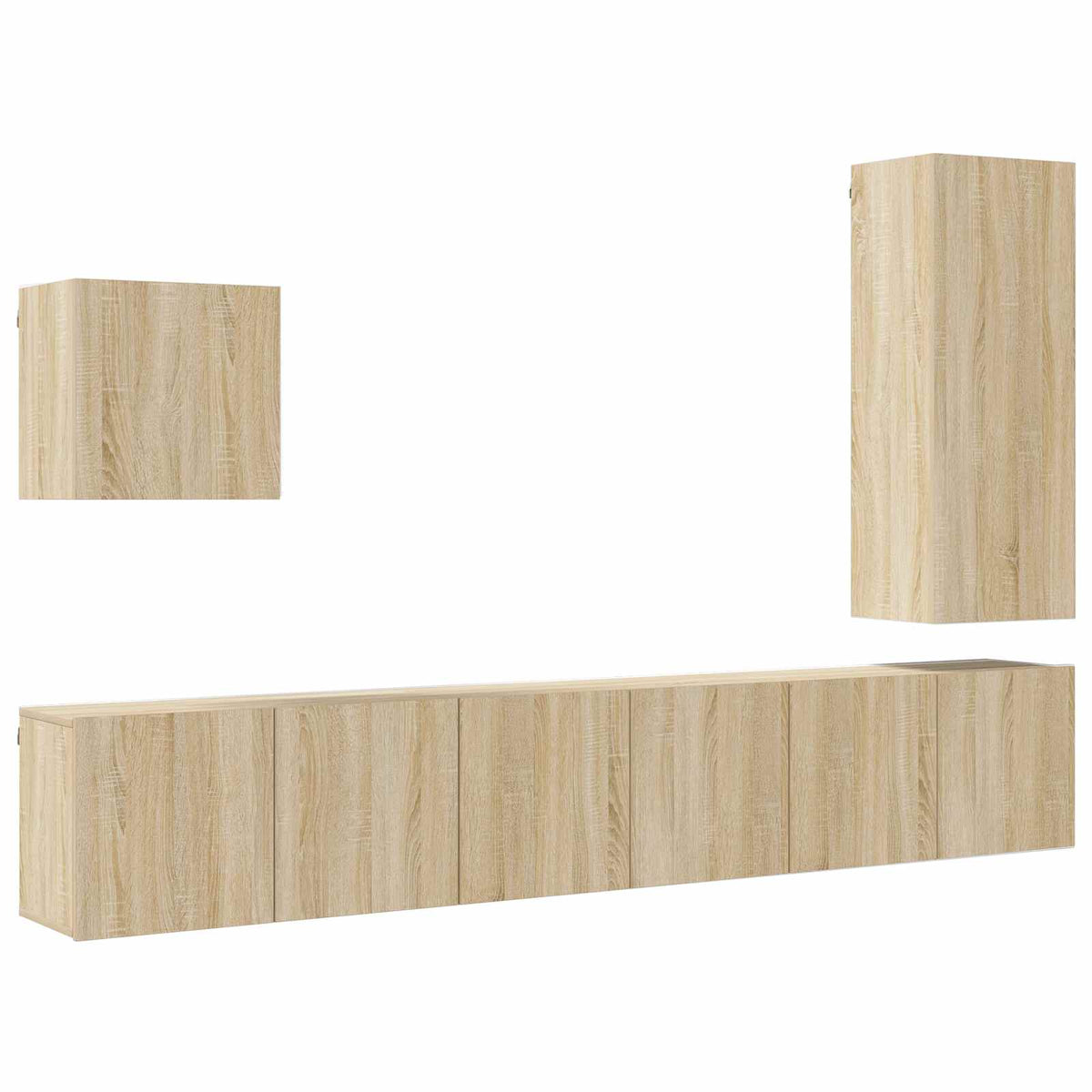 Unités murales TV 5 pcs chêne sonoma bois d'ingénierie