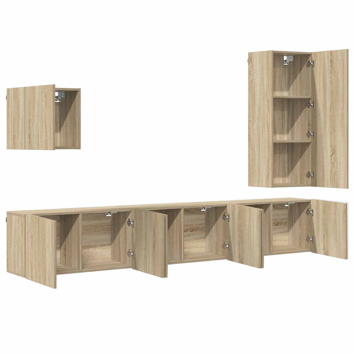 Unités murales TV 5 pcs chêne sonoma bois d'ingénierie