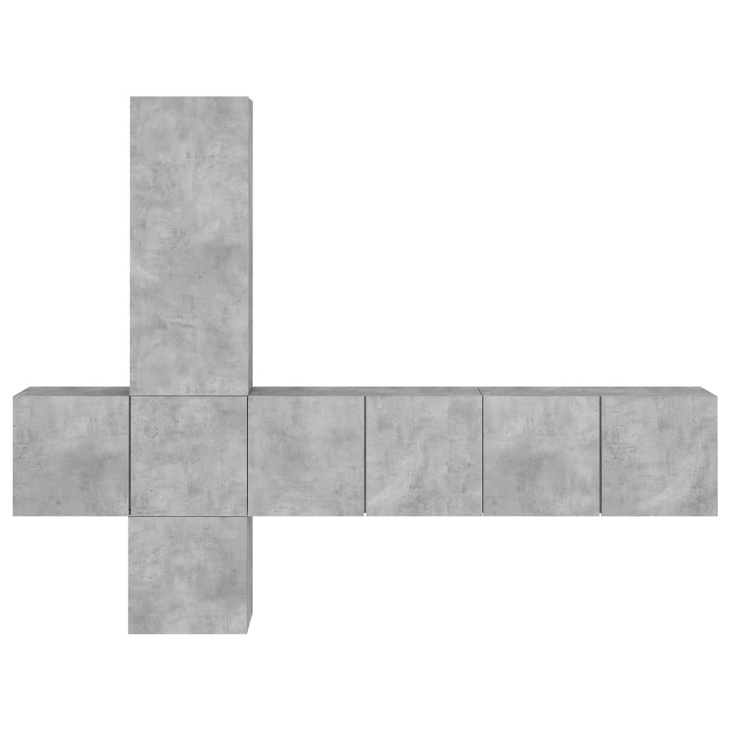 Unités murales TV 5 pcs gris béton bois d'ingénierie - XIOS