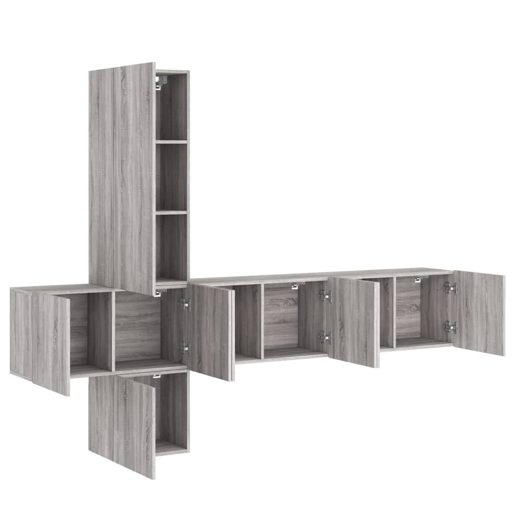 Unités murales TV 5 pcs sonoma gris bois d'ingénierie - XIOS