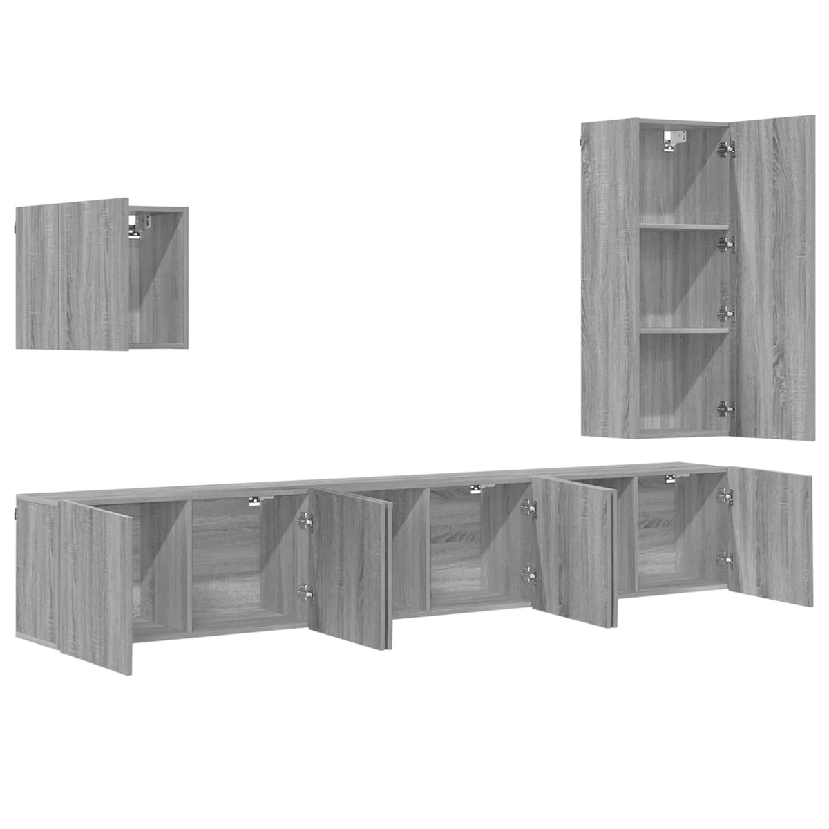Unités murales TV 5 pcs sonoma gris bois d'ingénierie