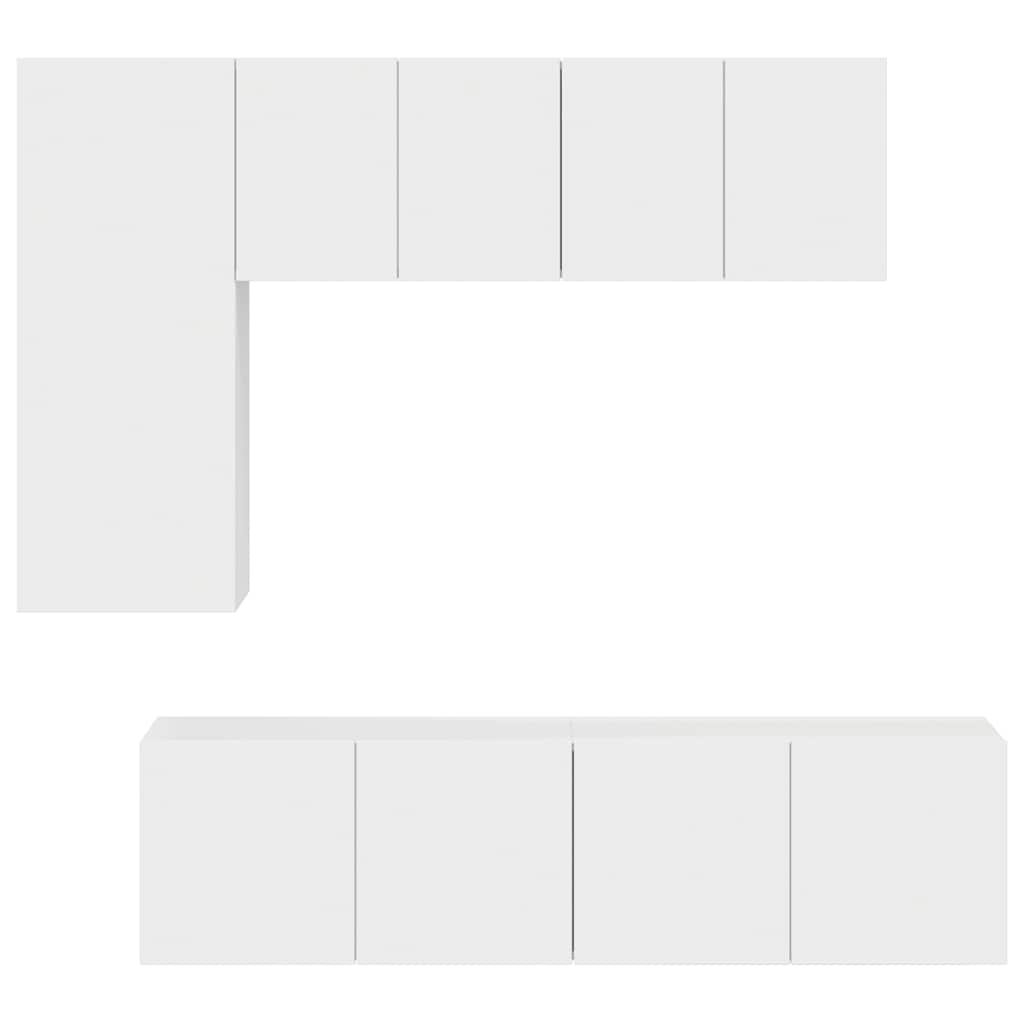 Unités murales TV 5 pcs blanc bois d'ingénierie