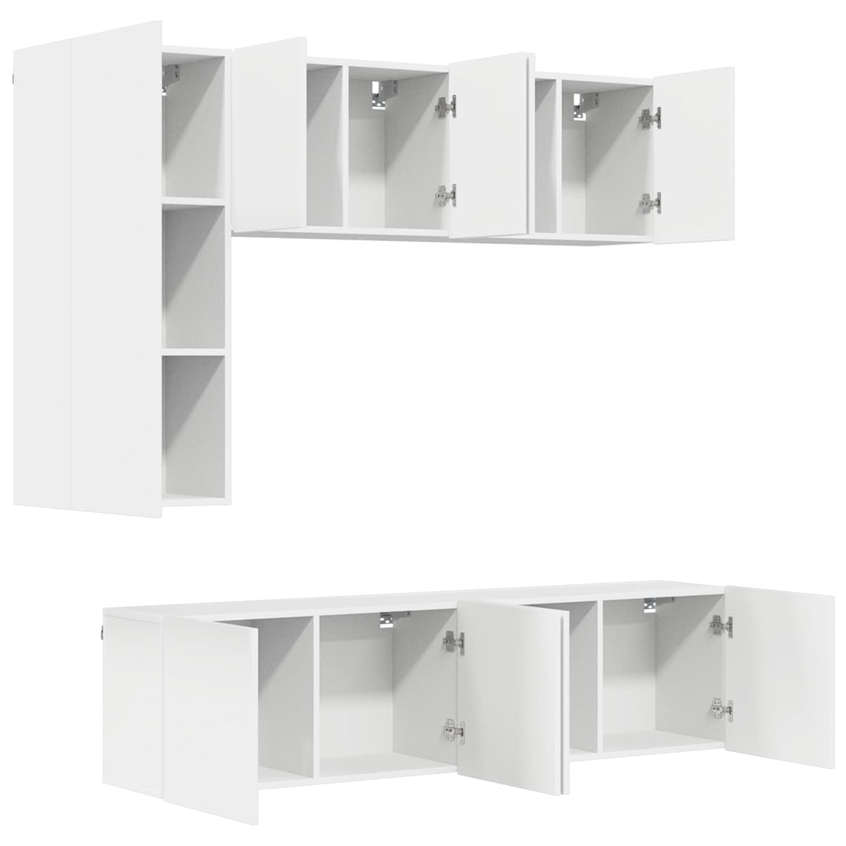 Unités murales TV 5 pcs blanc bois d'ingénierie
