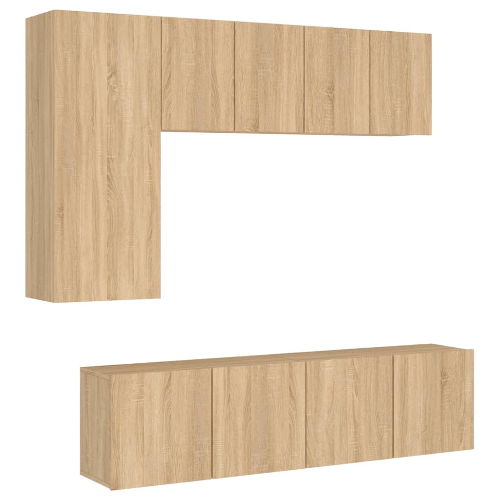 Unités murales TV 5 pcs chêne sonoma bois d'ingénierie - XIOS