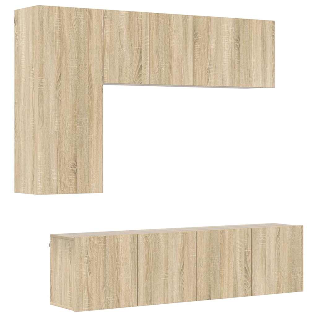 Unités murales TV 5 pcs chêne sonoma bois d'ingénierie