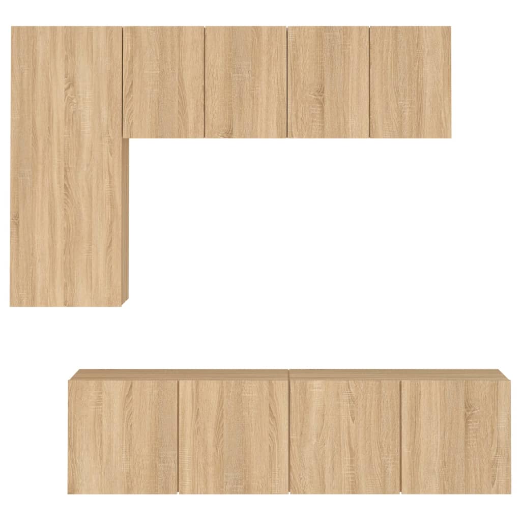 Unités murales TV 5 pcs chêne sonoma bois d'ingénierie - XIOS