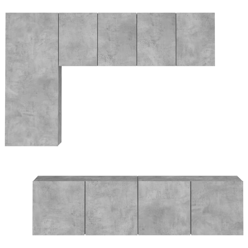 Unités murales TV 5 pcs gris béton bois d'ingénierie - XIOS