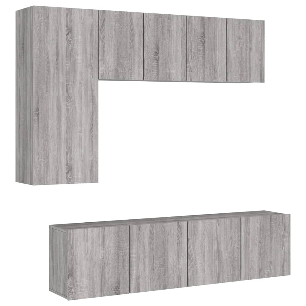 Unités murales TV 5 pcs sonoma gris bois d'ingénierie - XIOS