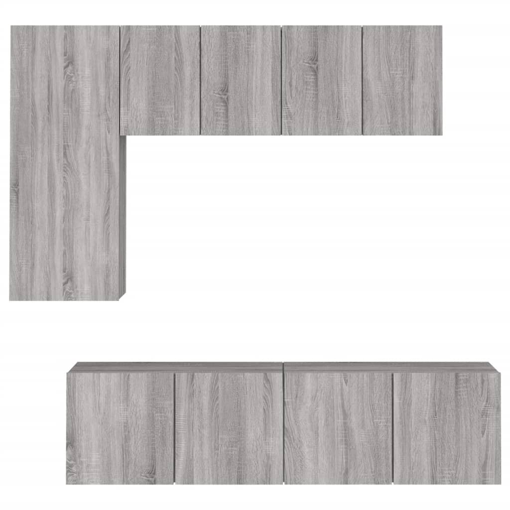 Unités murales TV 5 pcs sonoma gris bois d'ingénierie - XIOS