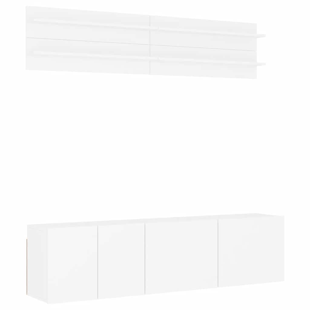Unités murales TV 6 pcs blanc bois d'ingénierie