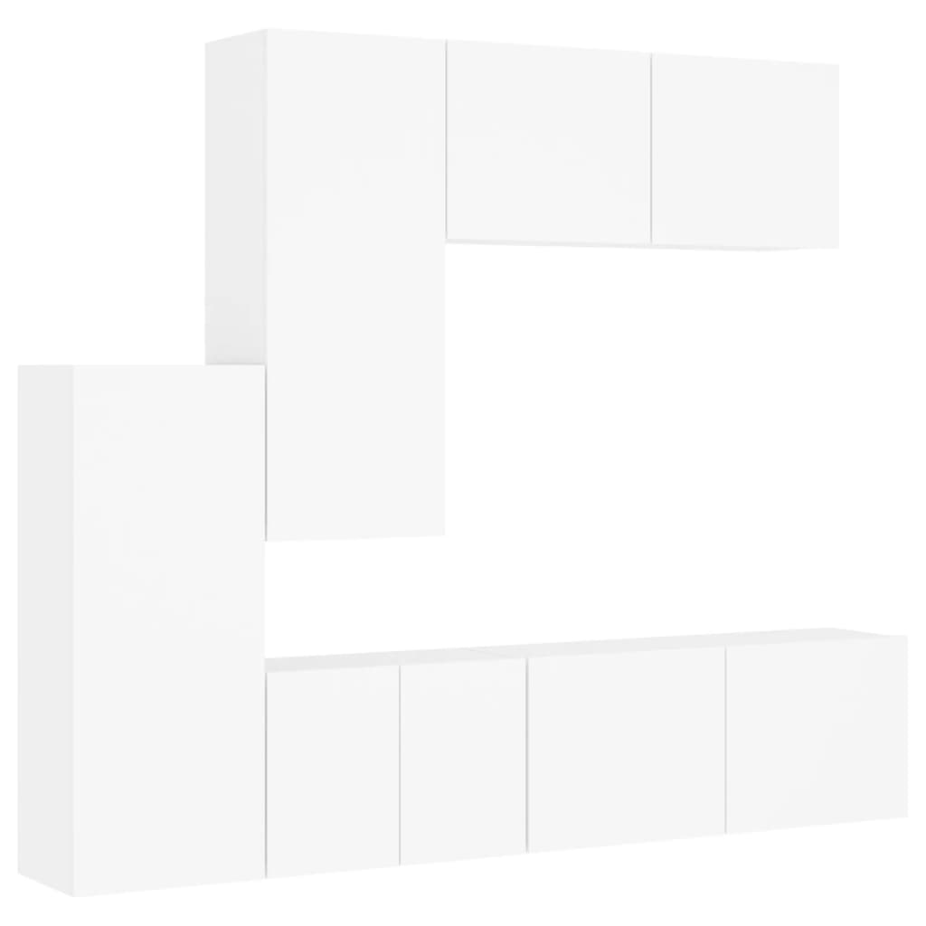 Unités murales TV 5 pcs blanc bois d'ingénierie - XIOS