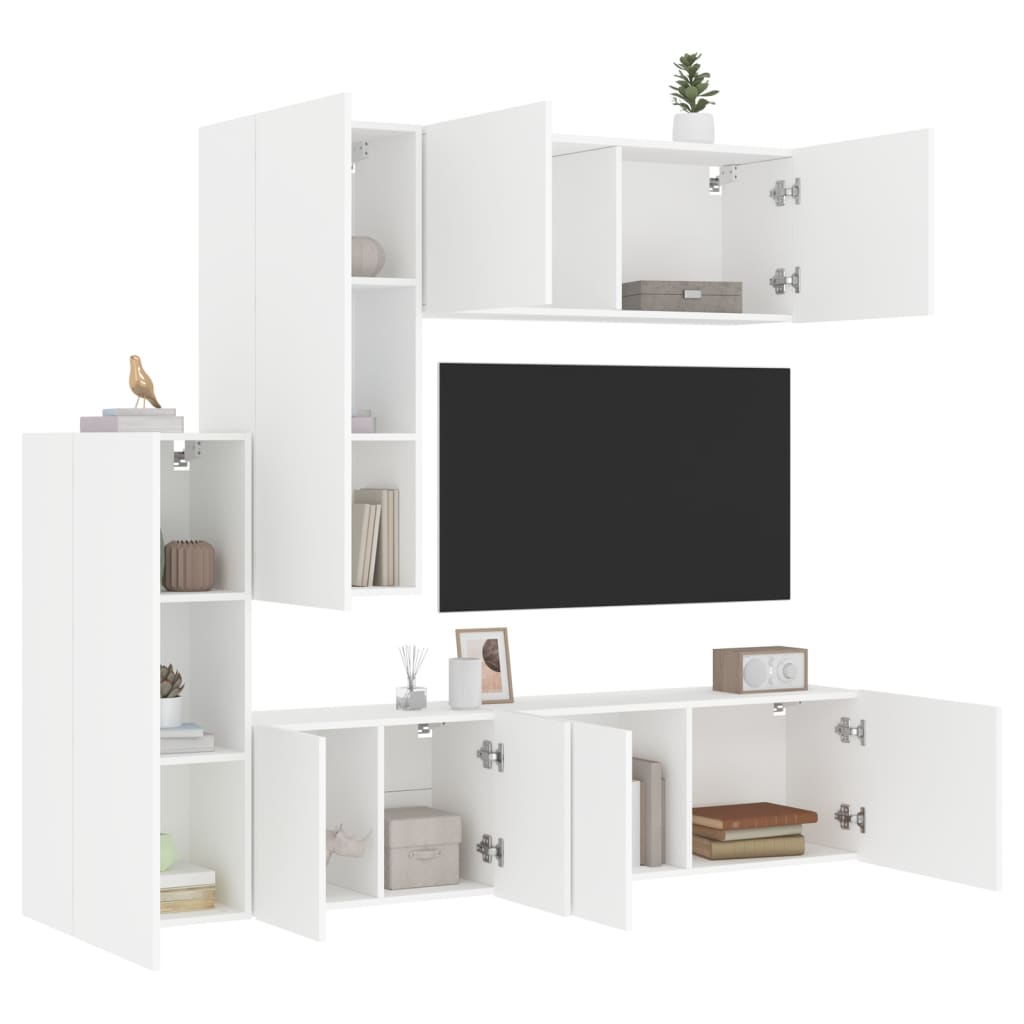 Unités murales TV 5 pcs blanc bois d'ingénierie - XIOS