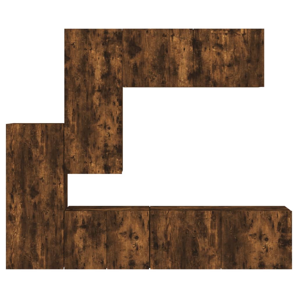 Unités murales TV 5 pcs chêne fumé bois d'ingénierie - XIOS