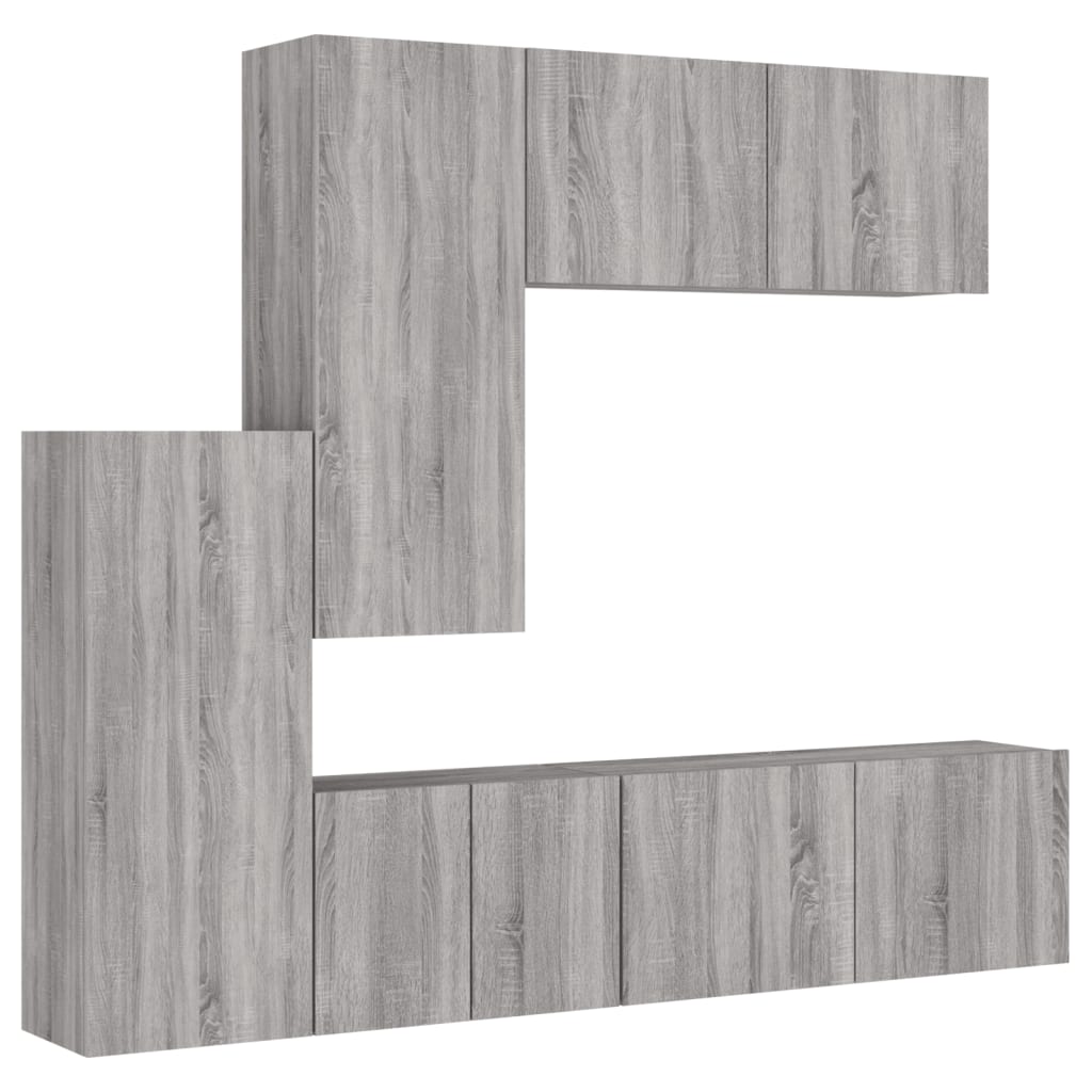 Unités murales TV 5 pcs sonoma gris bois d'ingénierie - XIOS
