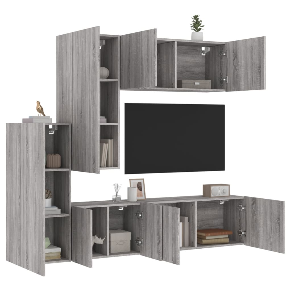 Unités murales TV 5 pcs sonoma gris bois d'ingénierie - XIOS