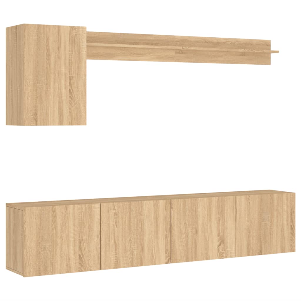 Unités murales TV 5 pcs chêne sonoma bois d'ingénierie - XIOS