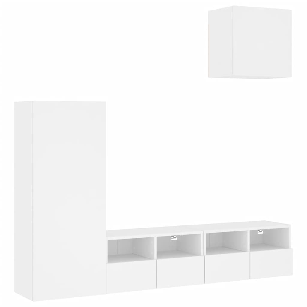 Unités murales TV 4 pcs blanc bois d'ingénierie