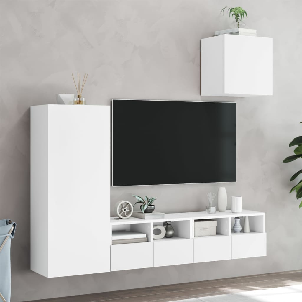 Unités murales TV 4 pcs blanc bois d'ingénierie - XIOS