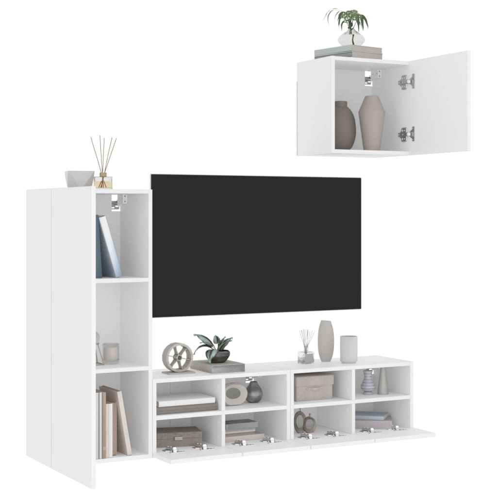 Unités murales TV 4 pcs blanc bois d'ingénierie - XIOS