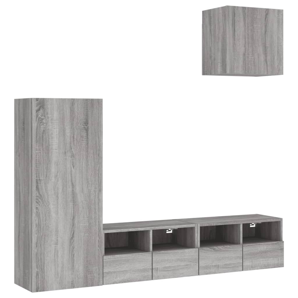 Unités murales TV 4 pcs sonoma gris bois d'ingénierie - XIOS