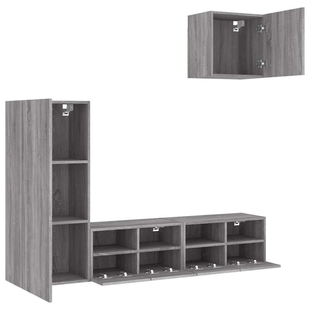 Unités murales TV 4 pcs sonoma gris bois d'ingénierie - XIOS