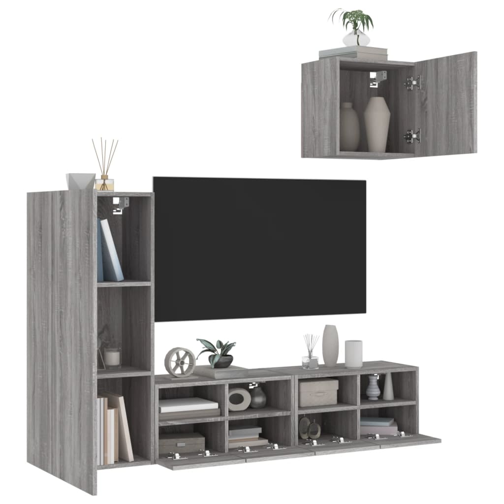 Unités murales TV 4 pcs sonoma gris bois d'ingénierie - XIOS