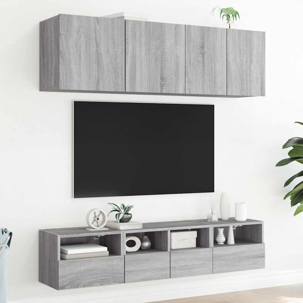 Unités murales TV 5 pcs sonoma gris bois d'ingénierie - XIOS