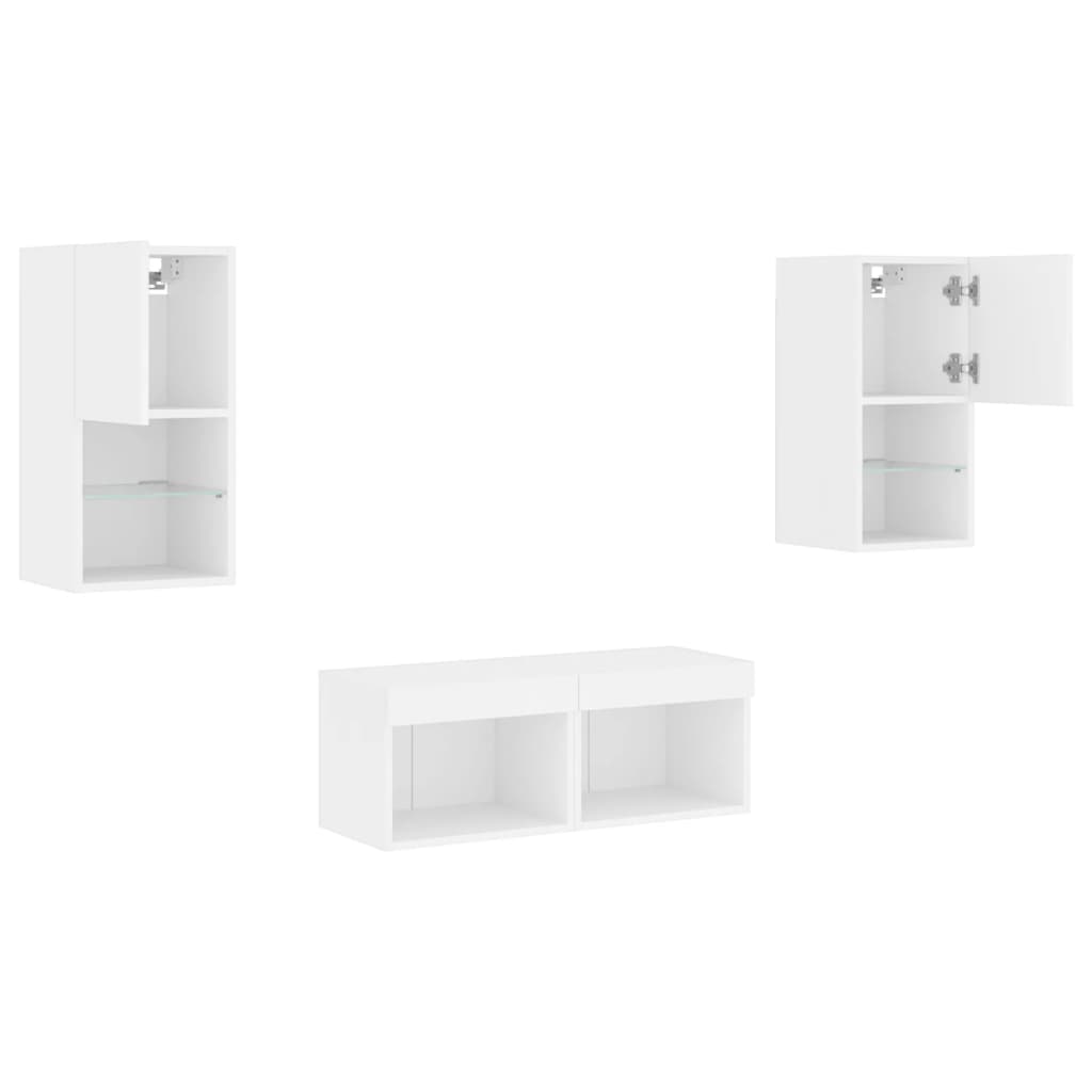 Meuble TV muraux 4 pcs avec lumières LED blanc - XIOS