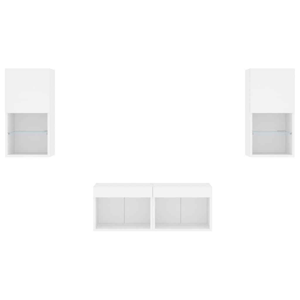 Meuble TV muraux 4 pcs avec lumières LED blanc - XIOS