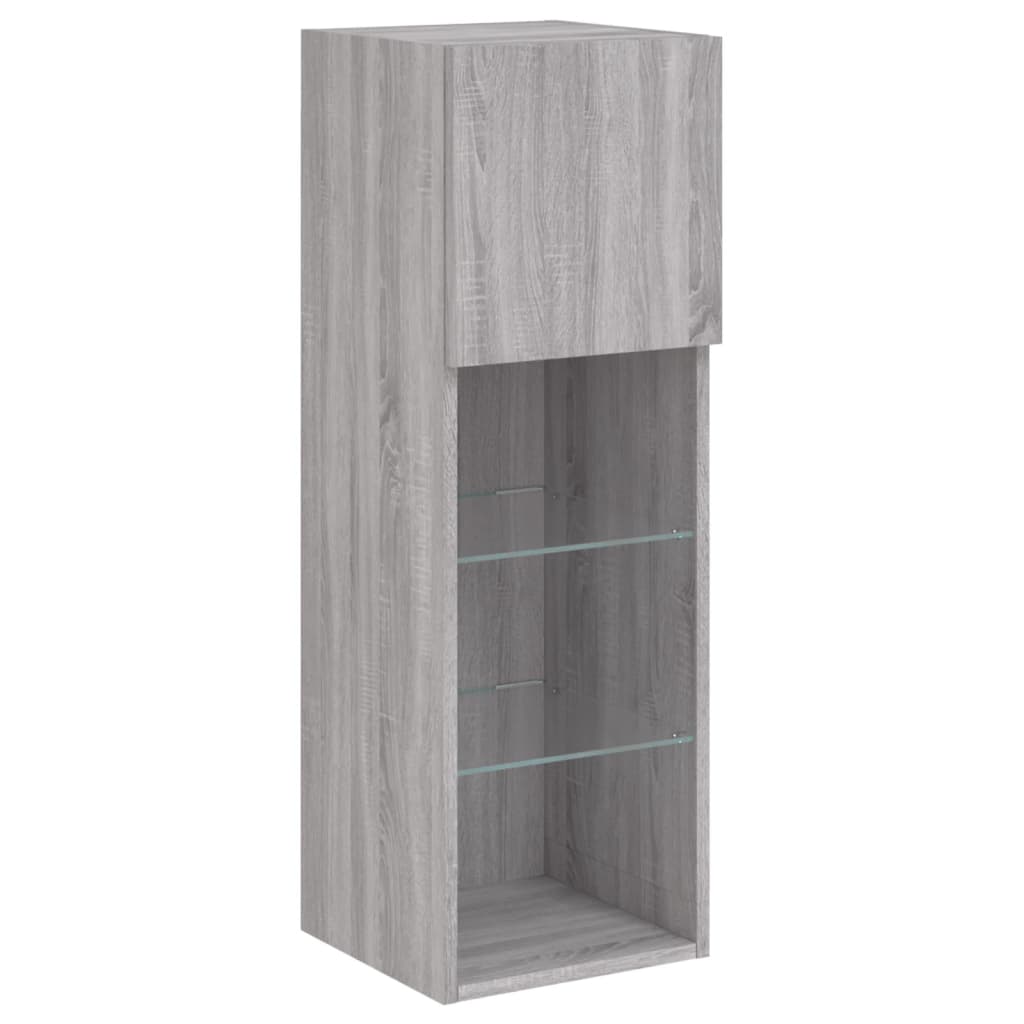 Meuble TV muraux 4 pcs avec lumières LED sonoma gris - XIOS