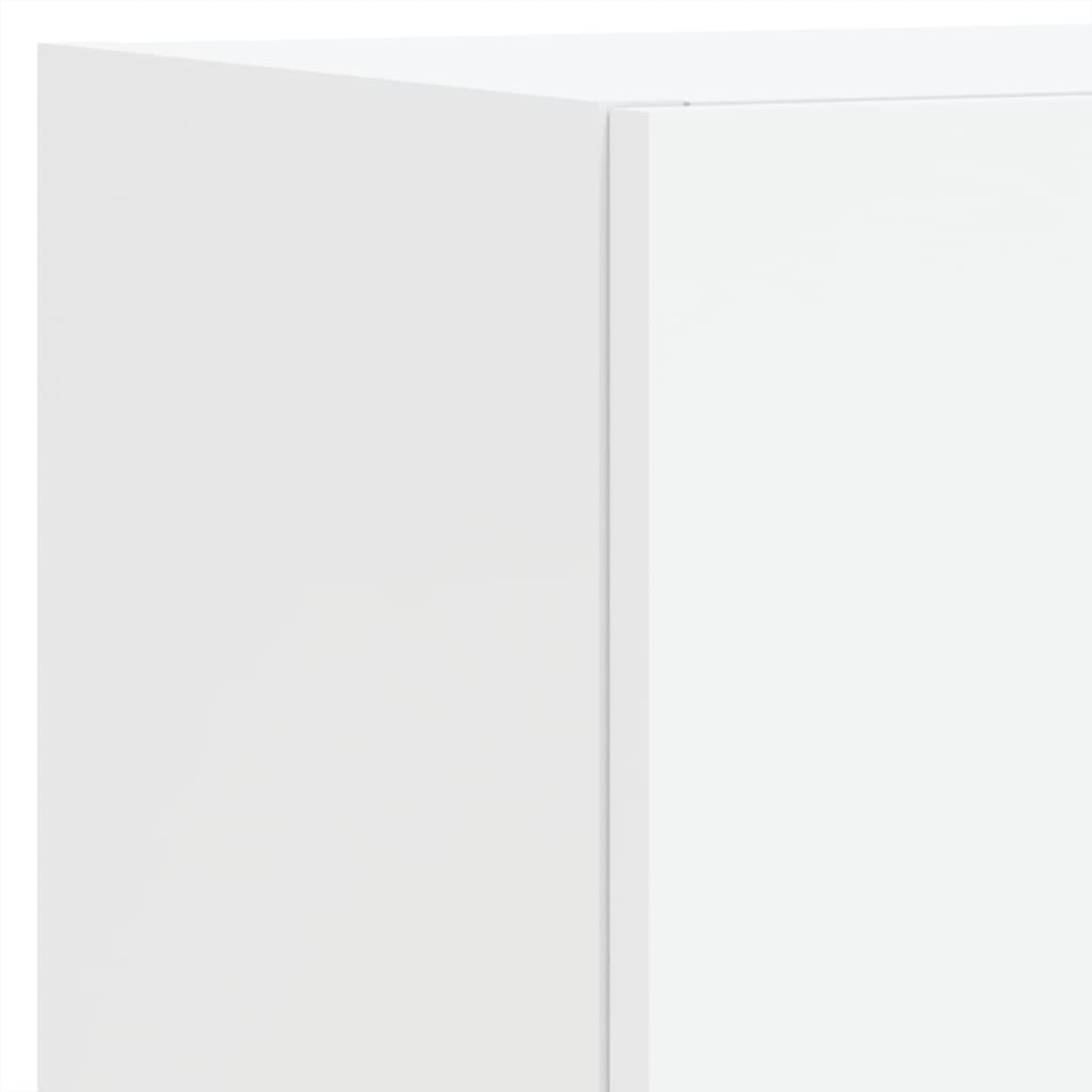 Unités murales TV avec LED 5 pcs blanc bois d'ingénierie