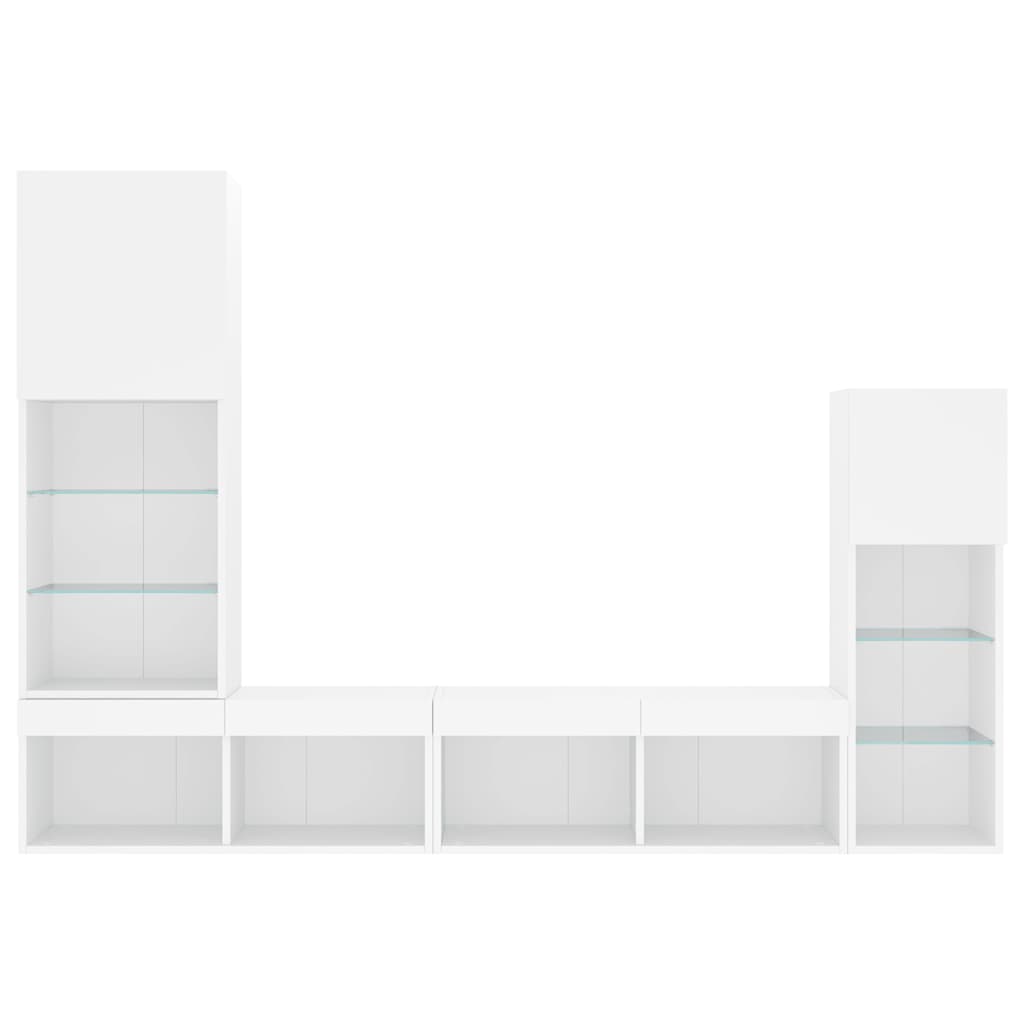 Unités murales TV avec LED 4 pcs blanc bois d'ingénierie - XIOS