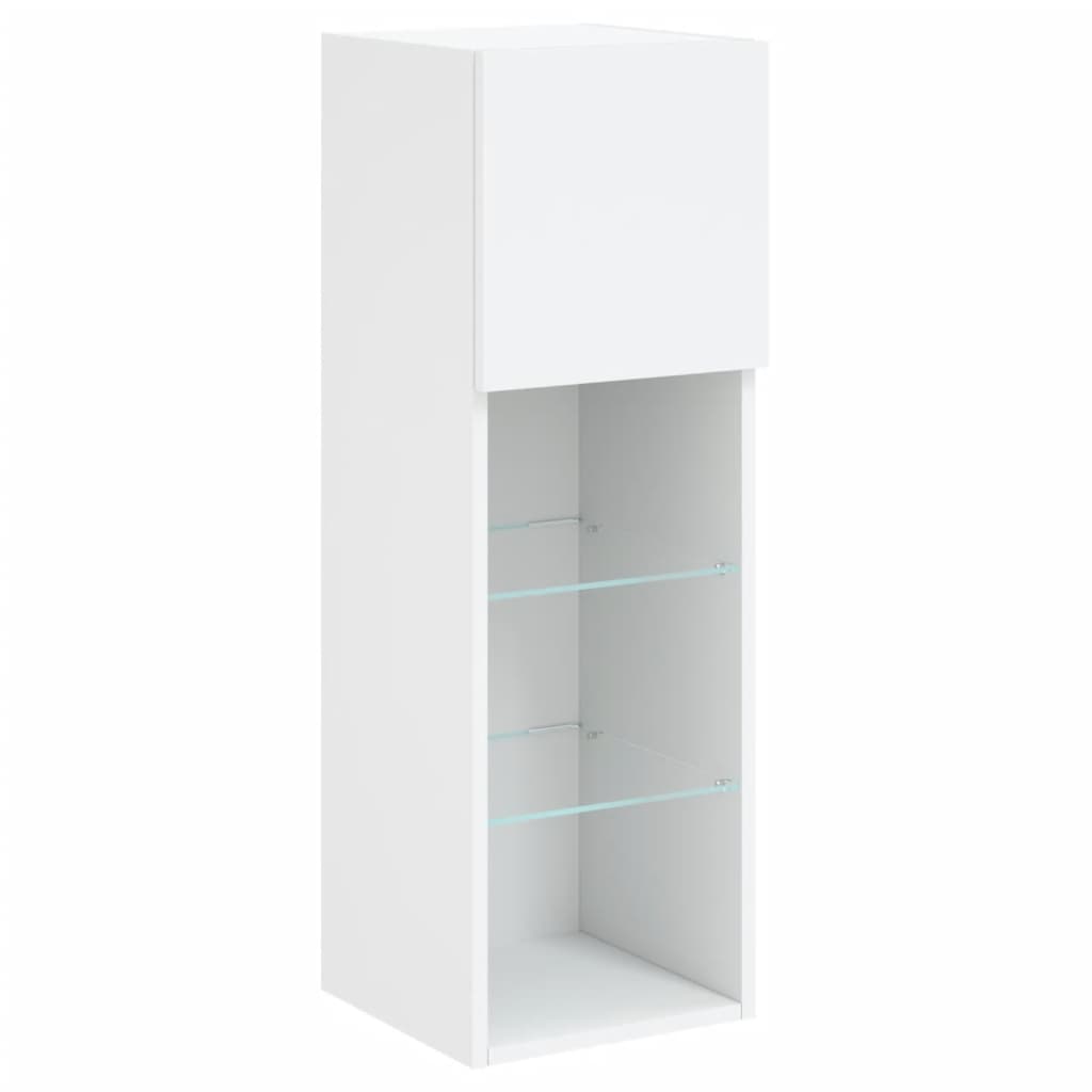 Unités murales TV avec LED 4 pcs blanc bois d'ingénierie