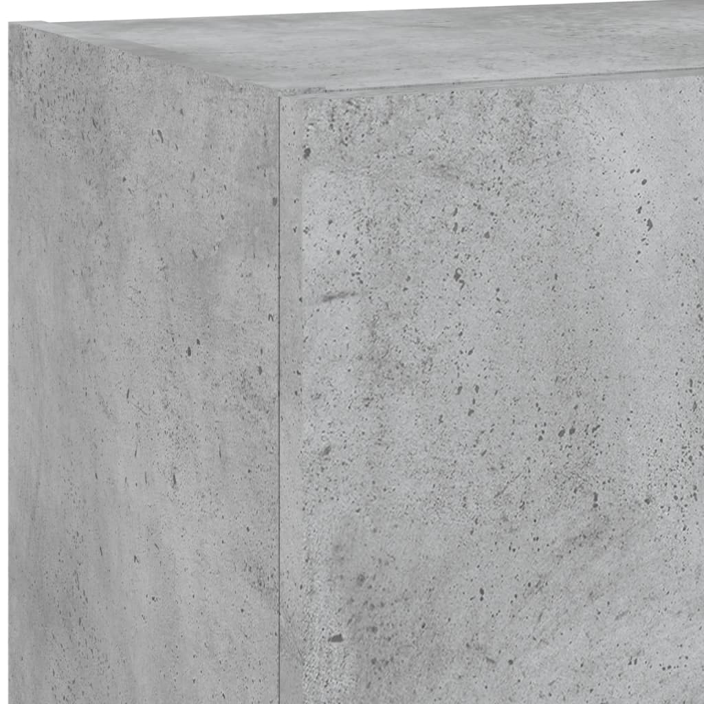 Unités murales TV avec LED 4 pcs gris béton bois d'ingénierie