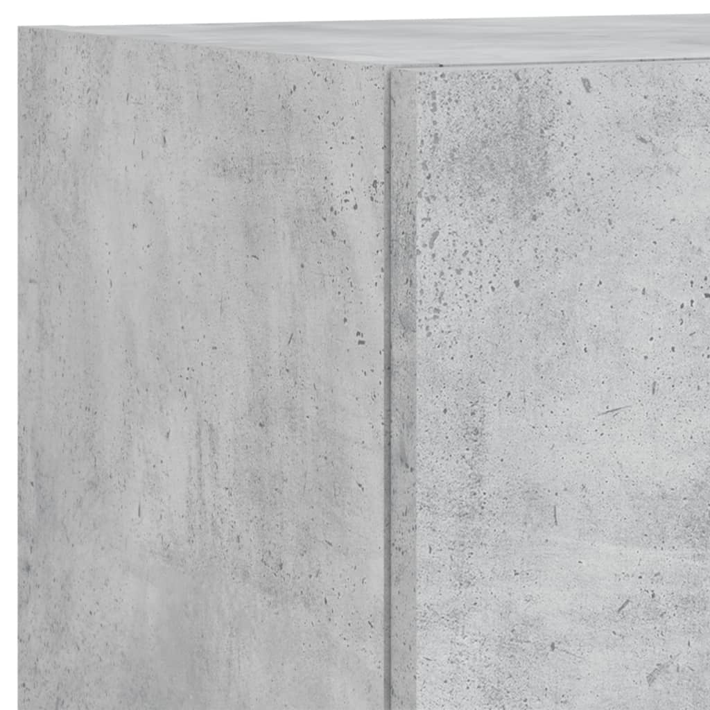 Unités murales TV avec LED 4 pcs gris béton bois d'ingénierie