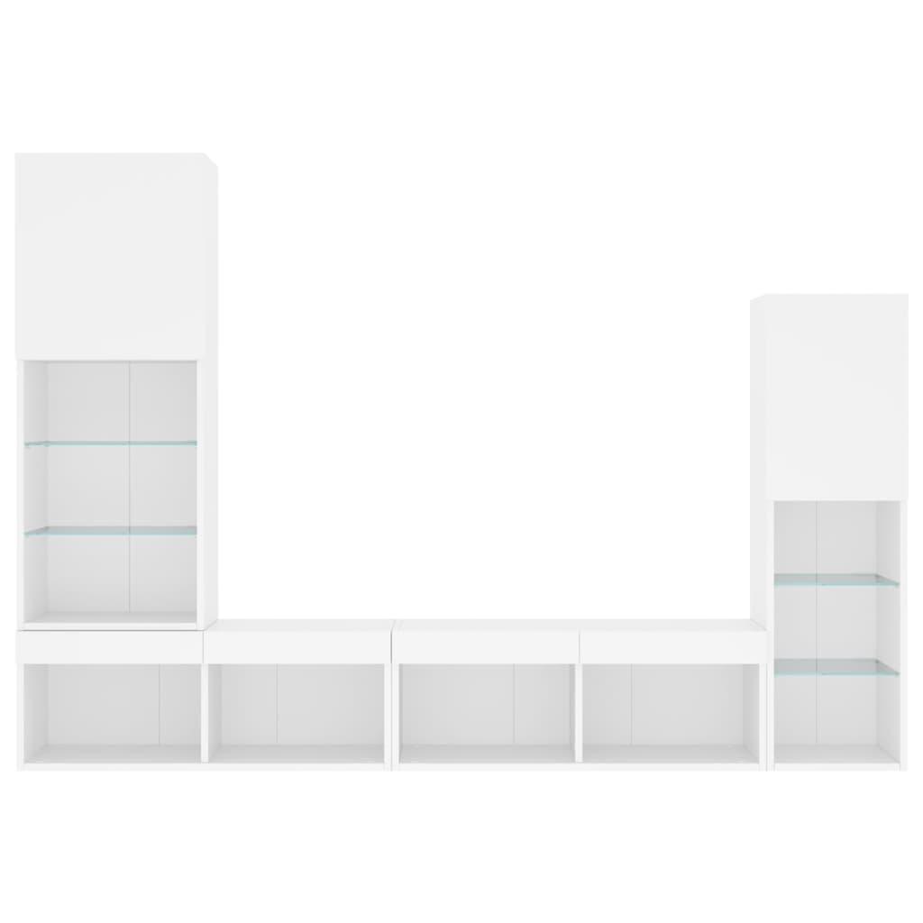 Unités murales TV avec LED 4 pcs blanc bois d'ingénierie - XIOS