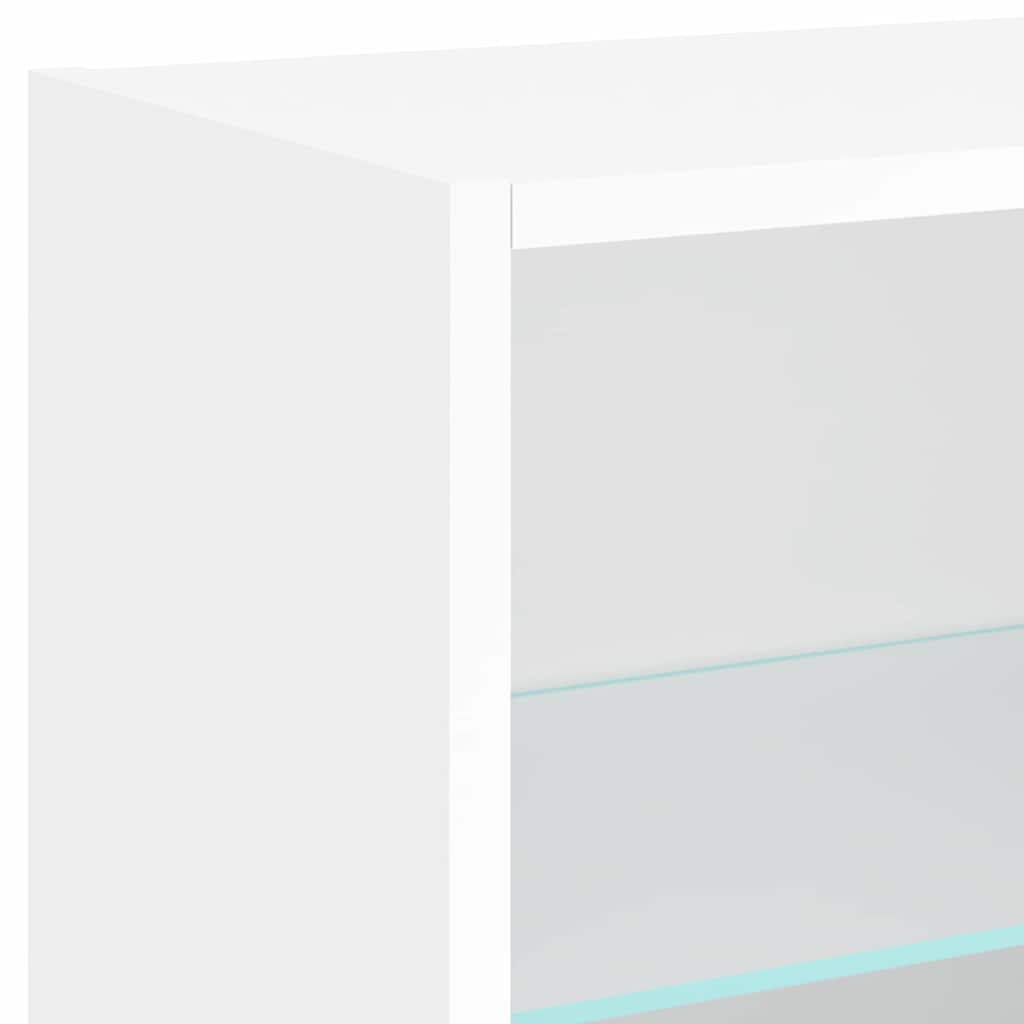 Unités murales TV avec LED 5 pcs blanc bois d'ingénierie