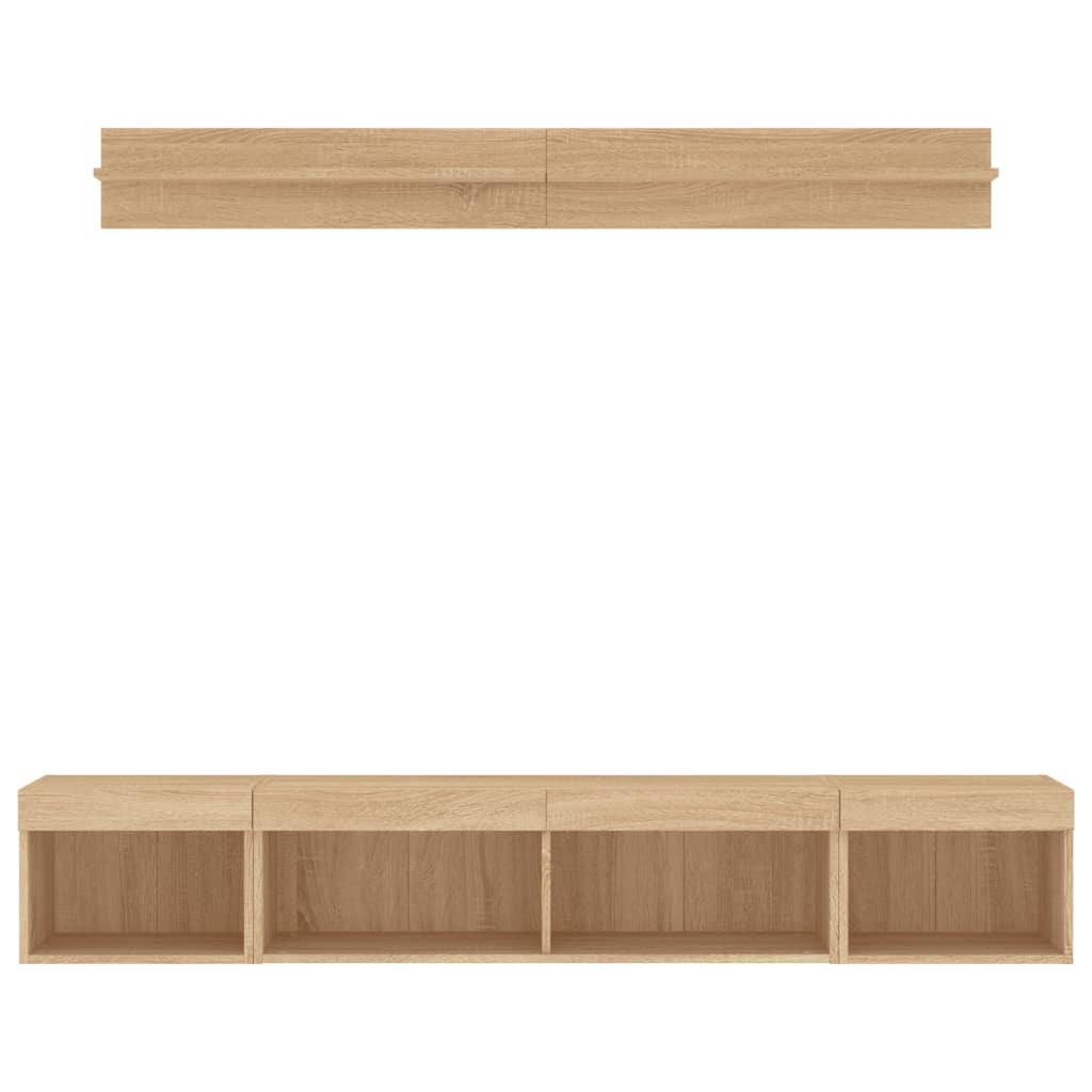 Unités murales TV avec LED 5 pcs chêne sonoma bois d'ingénierie - XIOS