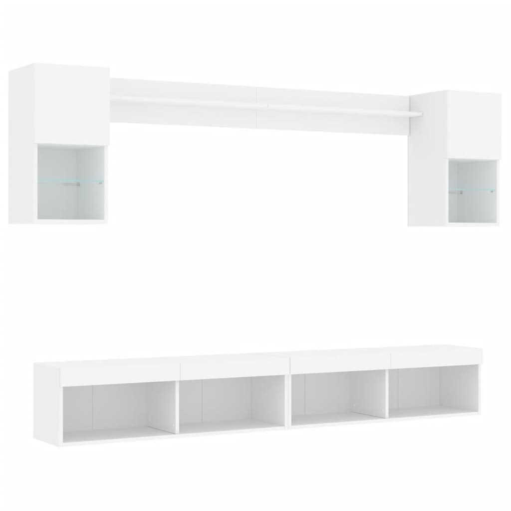 Unités murales TV avec LED 6 pcs blanc bois d'ingénierie - XIOS
