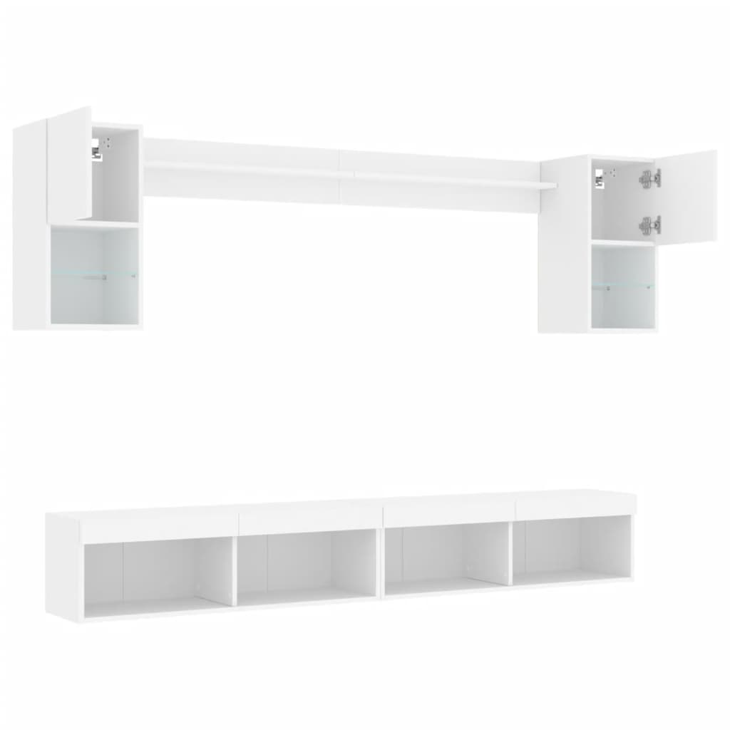 Unités murales TV avec LED 6 pcs blanc bois d'ingénierie - XIOS