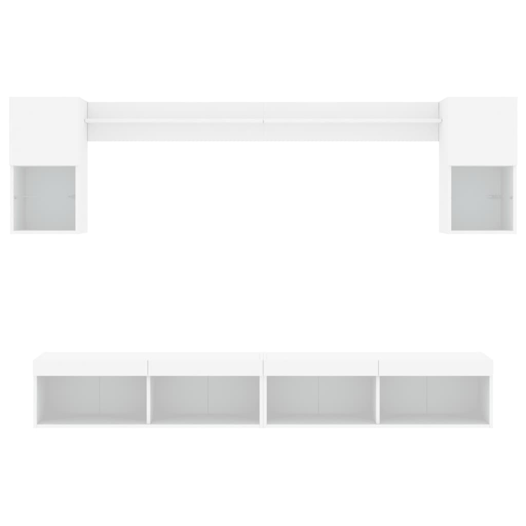 Unités murales TV avec LED 6 pcs blanc bois d'ingénierie - XIOS