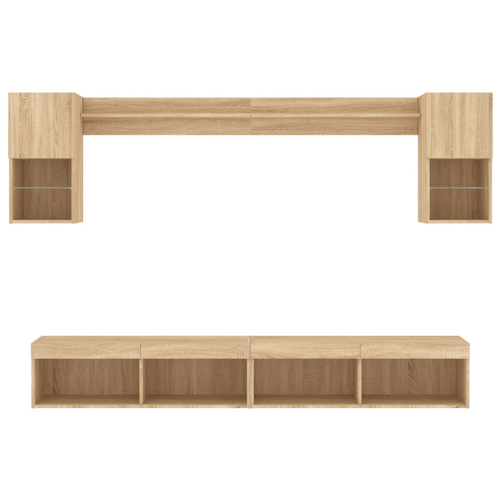 Unités murales TV avec LED 6 pcs chêne sonoma bois d'ingénierie - XIOS