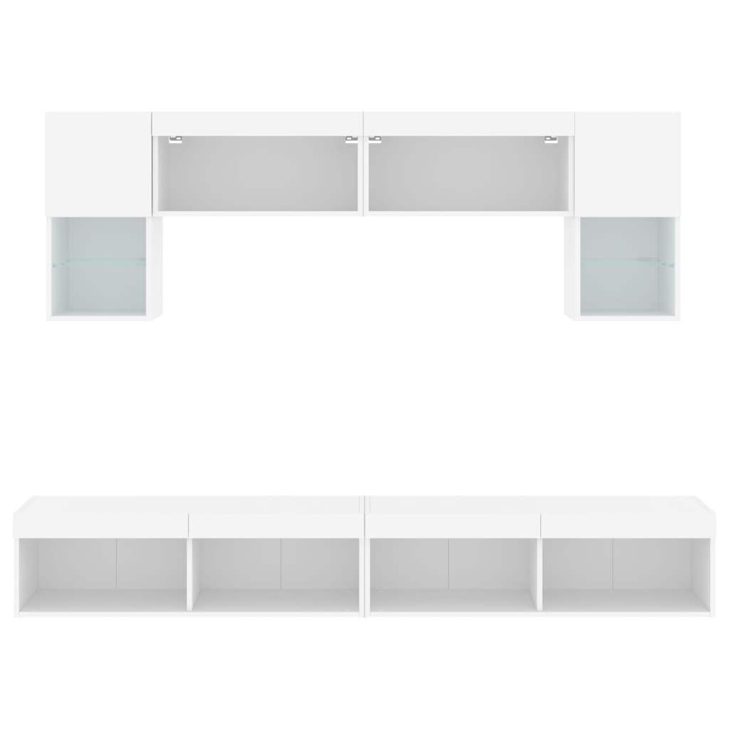 Unités murales TV avec LED 6 pcs blanc bois d'ingénierie - XIOS