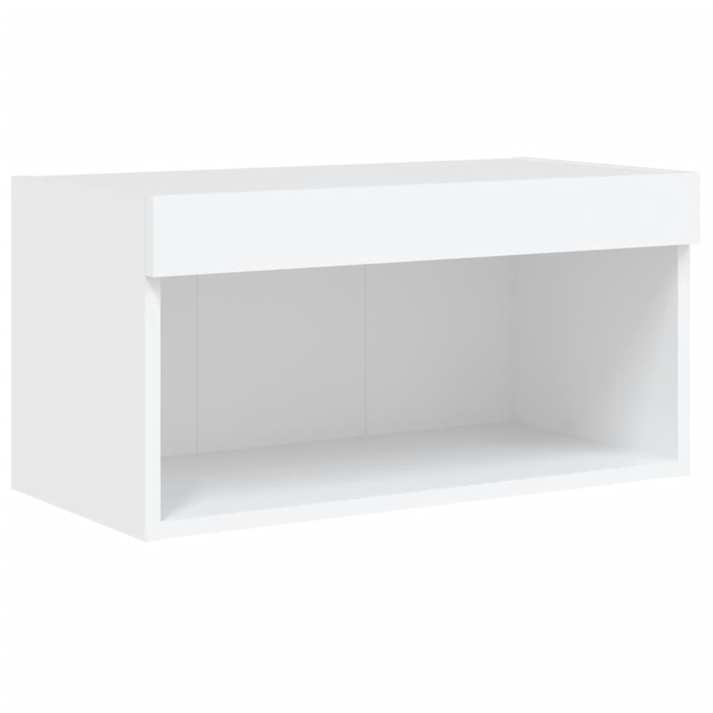 Unités murales TV avec LED 6 pcs blanc bois d'ingénierie