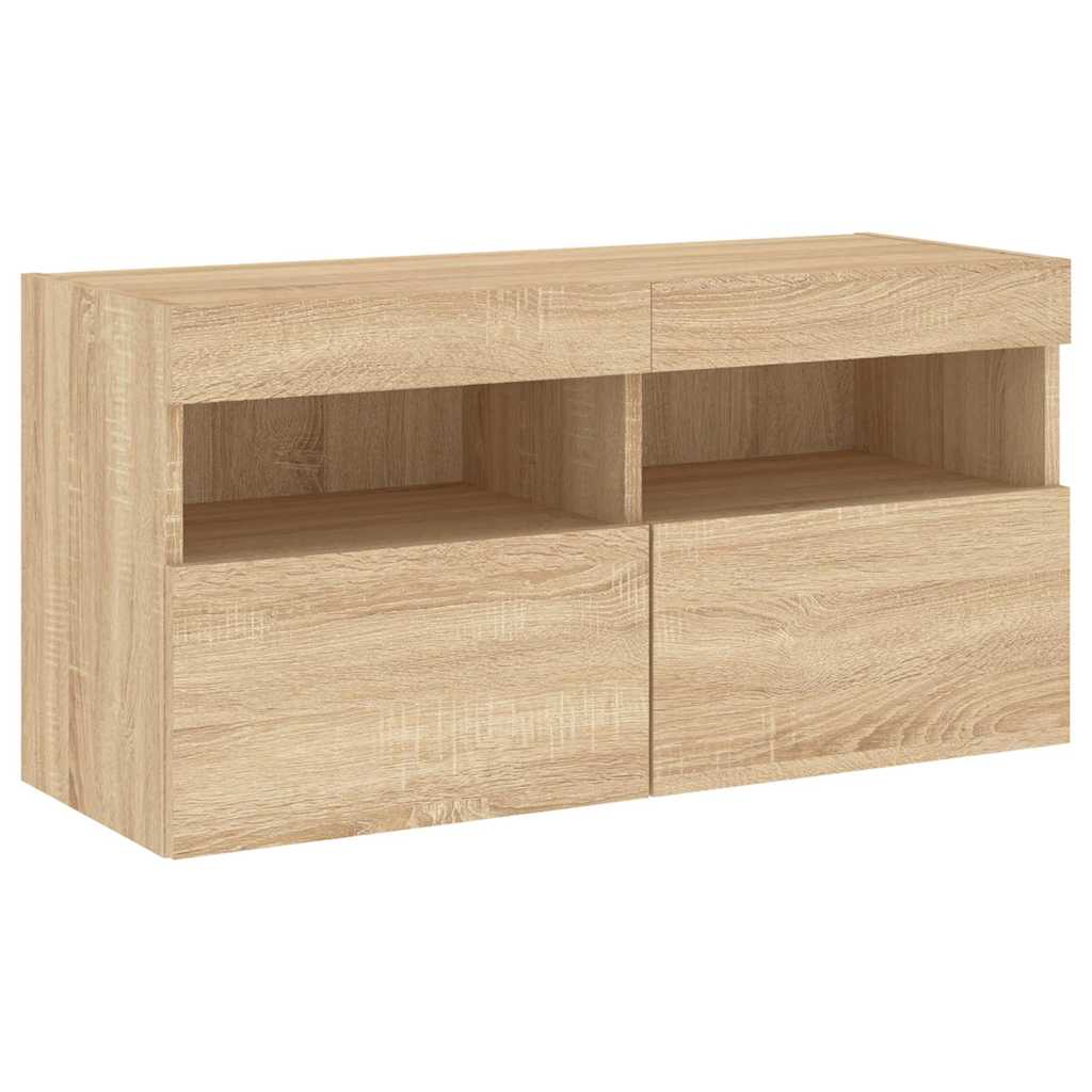 Unités murales TV avec LED 4 pcs chêne sonoma bois d'ingénierie - XIOS