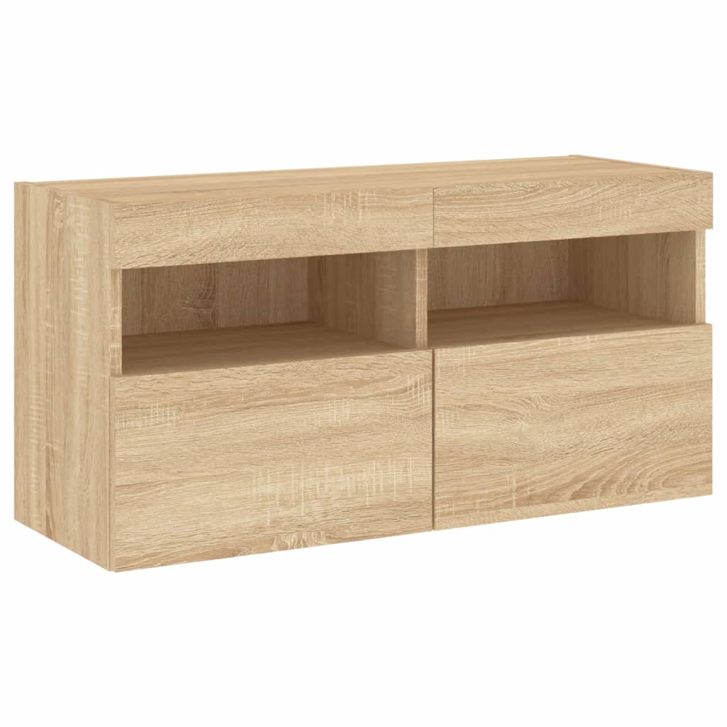 Unités murales TV avec LED 5 pcs chêne sonoma bois d'ingénierie - XIOS