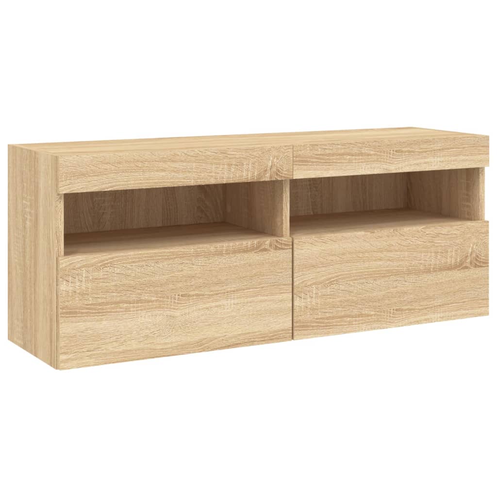 Unités murales TV avec LED 5 pcs chêne sonoma bois d'ingénierie - XIOS