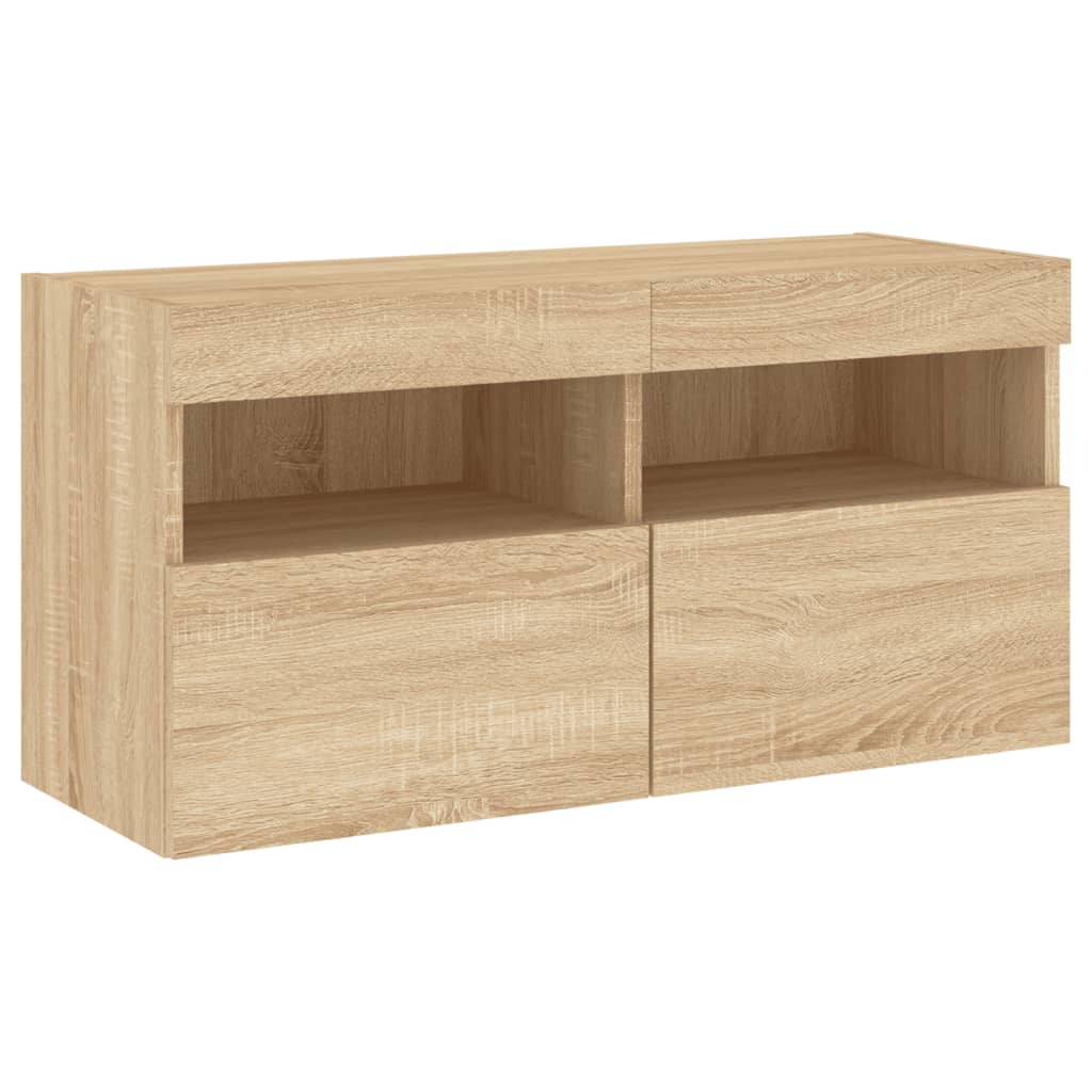 Unités murales TV avec LED 5 pcs chêne sonoma bois d'ingénierie - XIOS