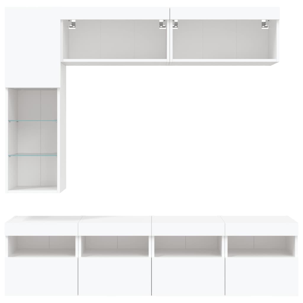 Ensemble de meubles TV muraux 7 pcs avec lumières LED blanc